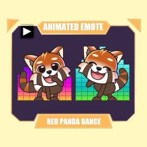 ANIMADO Red Panda Dance Emote / Dancing emote para twitch discord youtube / Cute red panda party jam disco emote / Music Equalizer Emote