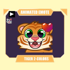 Tigre ANIMADO lanzando un gesto de beso para twitch kick discord youtube streaming / Lindo gesto de beso de tigre con corazón volador