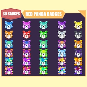 30 insignias de bits de panda rojo para Twitch / Insignias sub de panda rojo lindas y coloridas