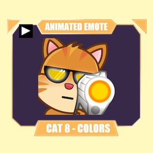 Gato genial ANIMADO con gesto de pistola para transmisión de youtube de discordia de contracción / Gesto de pistola giratoria de disparo de gato / 8 colores incluidos