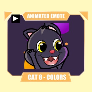 Gesto ANIMADO de fiesta de bombo de gato para transmisión de youtube de twitch discord / Lindo gato corriendo con globos y gesto de confeti / 8 colores incluidos