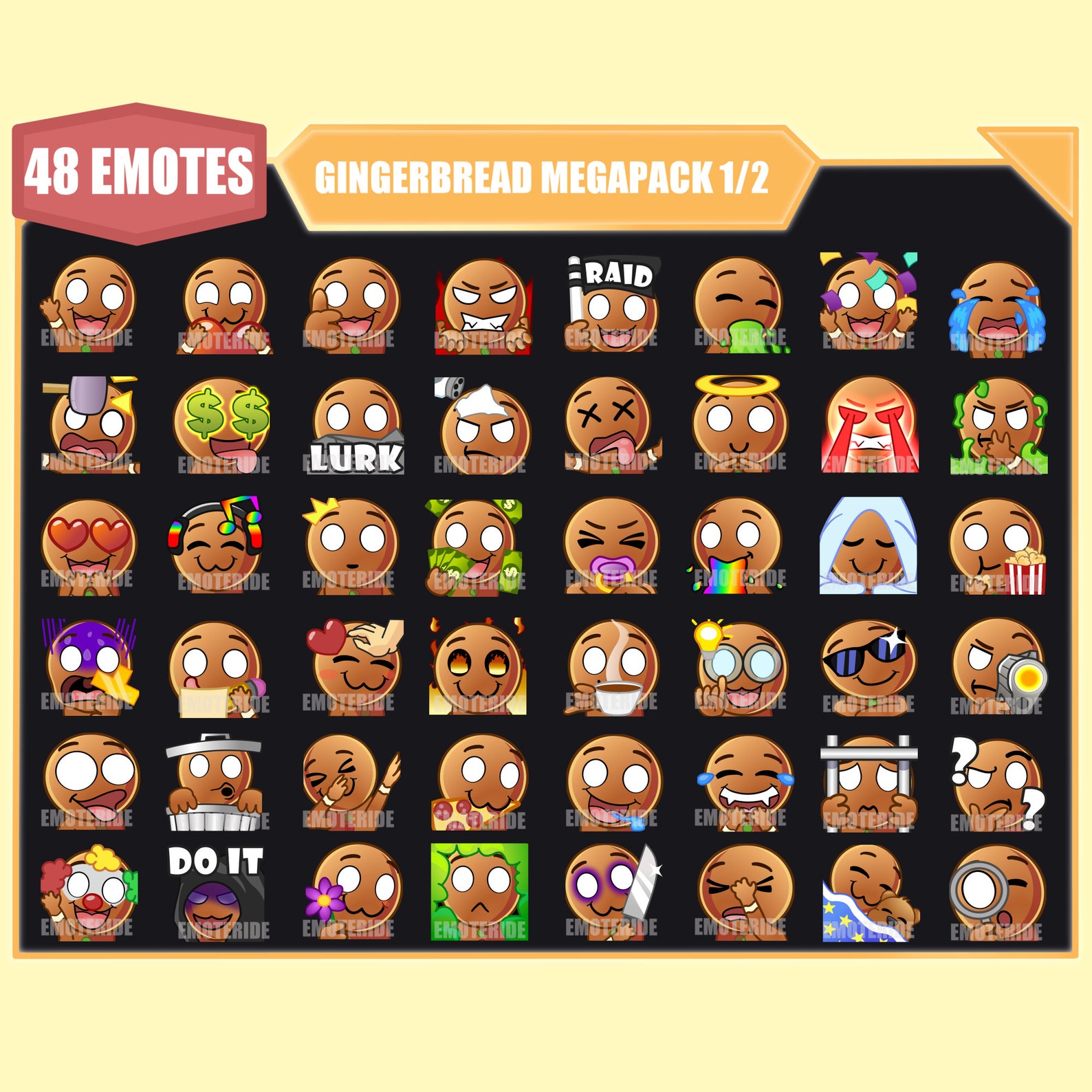 GINGERBREAD Emote Bundle for Twitch | Kick Emotes |youtube Emotes ...