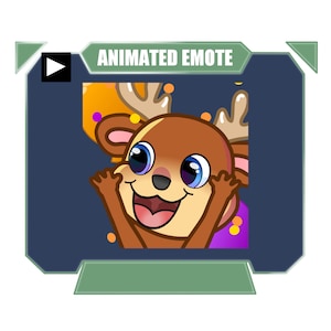 ANIMATED Deer hype Christmas emote for twitch kick discord youtube | Reindeer with balloons confetti Christmas emote for streaming