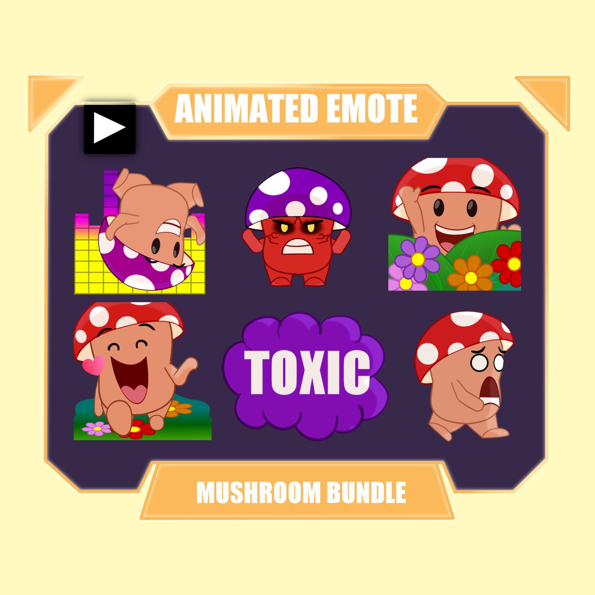 ANIMATED MUSHROOM EMOTE Bundle for Twitch Discord Youtbe Etsy