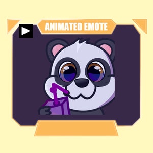 Gesto ANIMADO de caja de jugo bebiendo panda para twitch discord youtube stream / Panda lindo bebiendo de caja de jugo viendo stream sub emote