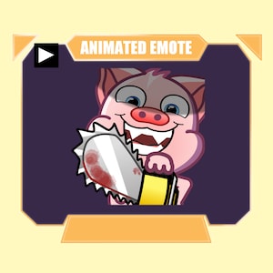 ANIMADO Cerdo con gesto de motosierra para twitch kick discord youtube stream / Scary pig Halloween sub emote animado