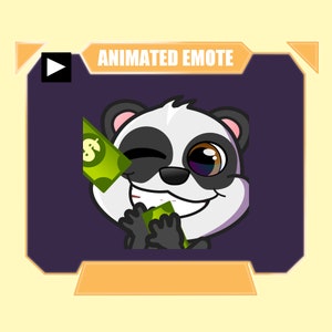 Panda ANIMADO lanzando dinero emote para twitch kick discord youtube stream / Lindo sub emote de donación de panda
