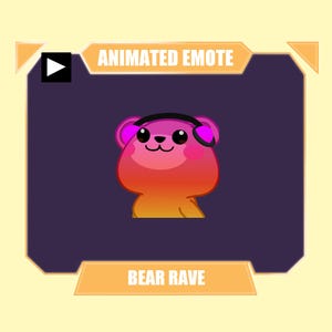 ANIMATED rainbow bear headbang emote for twitch kick discord youtube stream | Cute brown bear dancing with headphones emote animated