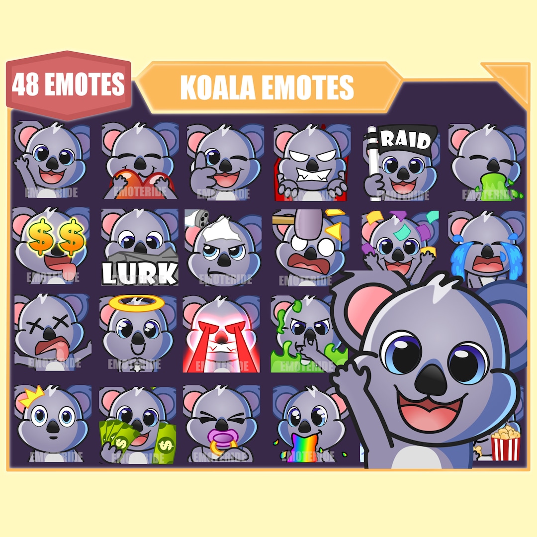 KOALA Emote Bundle for Twitch | Youtube Emotes | Discord Emotes ...