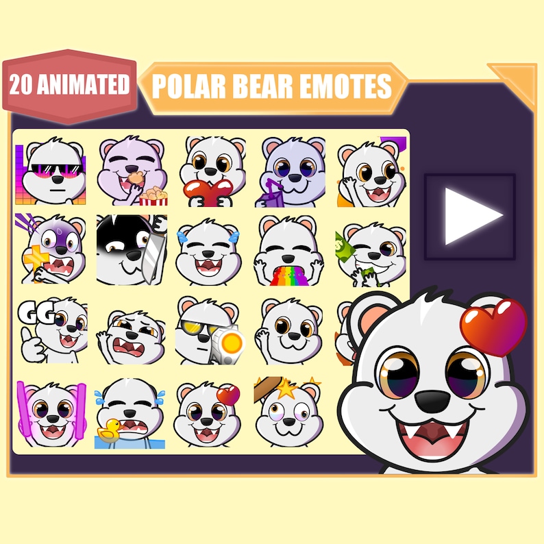 ANIMATED Polar Bear Emote Bundle for Twitch Youtube Emotes Discord
