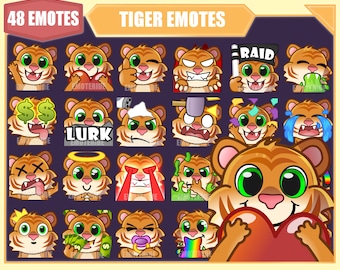Paquete de emoticones TIGER para Twitch / Youtube Emotes / Discord Emotes / Streamer Emotes / Sub Emotes / 48 emote megapack bundle