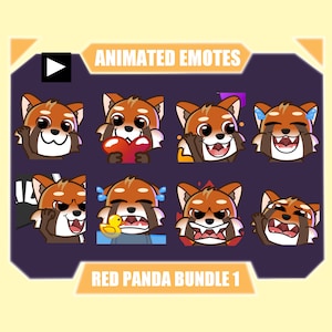 RED PANDA ANIMATED emote pack for Twitch | Youtube Emotes | Discord Emotes | Streamer Emotes | Sub Emotes | Cute red panda 8-pack bundle