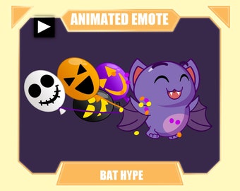 ANIMATED BAT Hype Emote for twitch discord youtube | Cute happy Halloween emote | Streamer sub emotes