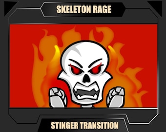 Twitch Stinger Transition Skeleton Raging | Animated Skull Stinger Transition for streamers | Obs, Stream Labs transition
