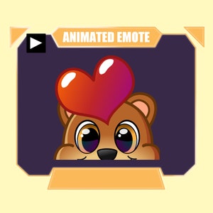 Emote ANIMATA orso con palloncino per Twitch Kick Discord YouTube / Emote palloncino cuore orsetto carino per lo streaming