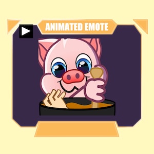 ANIMADO Gesto de cocina de cerdo para twitch kick discord youtube stream / Pink pig cook Halloween sub emote animado