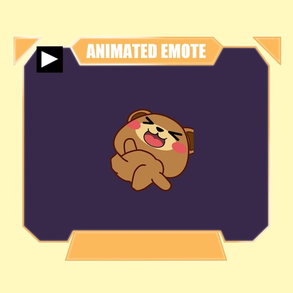 ANIMATED cute bear laughing emote for twitch kick discord youtube stream | Chibi brown bear rolling on the floor laughing emote animated