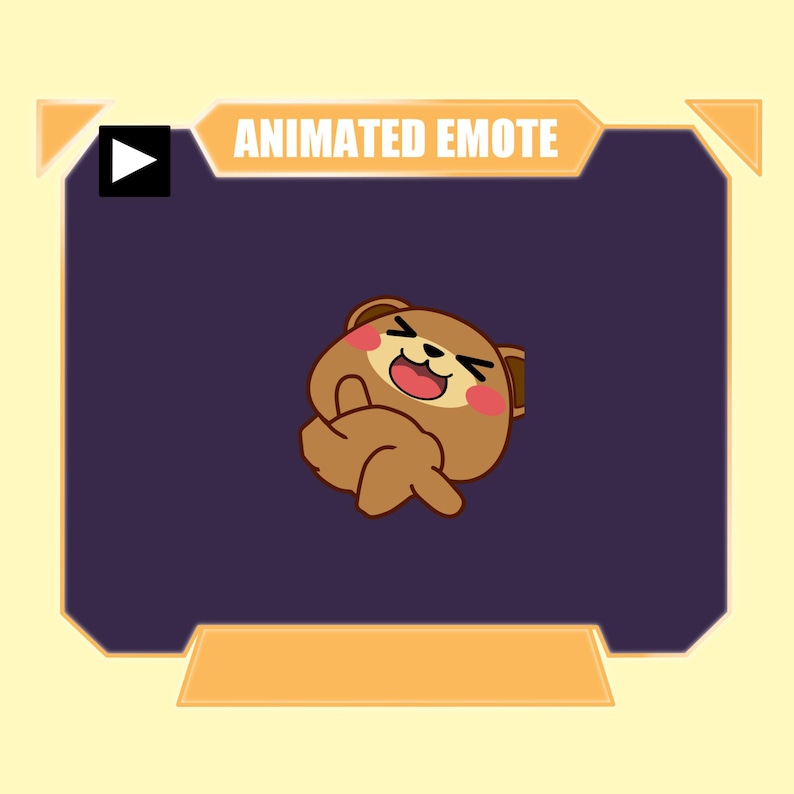 Animated cute bear rolling on the flor emote for twitch kick discord streaming