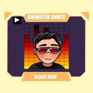 Animated Emote for Twitch Discord Youtube | Cool guy jam dancing emote | Black hair guy party emote animated
