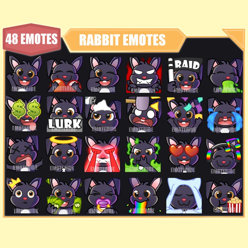 Wicked Rabbit Emotes BLACK RABBIT BUNNY Emote Bundle for Twitch | Youtube Emotes | Discord ...