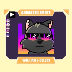 Emote ANIMATA di wolf jam per twitch discord youtube streaming / Cool wolf jam dance con barra dell'equalizzatore / Wolf rave sub emote