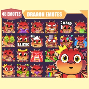 RED DRAGON Emote Bundle for Twitch | Youtube Emotes | Discord Emotes | Streamer Emotes | Sub Emotes | 48 emote megapack bundle
