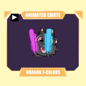 ANIMATED dragon rave emote for twitch kick discord youtube stream | Dragon cute dancing with neon sticks animated emote