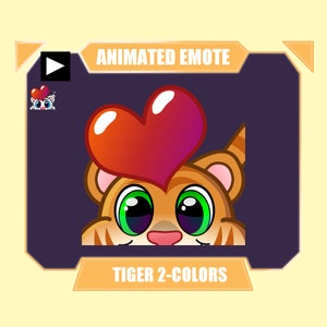 ANIMATED tiger with balloon emote for twitch kick discord youtube | Cute tiger heart balloon emote for streaming