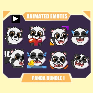 Paquete de emotes animados de PANDA para Twitch / Youtube Emotes / Discord Emotes / Streamer Emotes / Sub Emotes / Cute panda Paquete de 8 paquetes