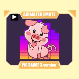 ANIMADO Lindo gesto de baile de cerdo / Gesto de baile para twitch discord youtube / Lindo gesto de discoteca de mermelada de fiesta de cerditos / Gesto de ecualizador de música