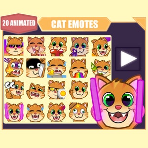 ANIMATED Ginger cat emote bundle for Twitch | Youtube Emotes | Discord Emotes | Streamer Emotes | Sub Emotes | Cute cat 20 emote mega bundle