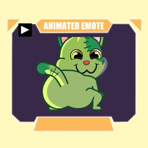 ANIMATED Zombie cat twerking Halloween emote for twitch kick discord youtube | Zombie cat twerk dance Halloween emote for streaming