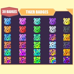 30 odznak Tiger Bit dla Twitch | Kolorowe, słodkie odznaki subskrypcyjne Tiger