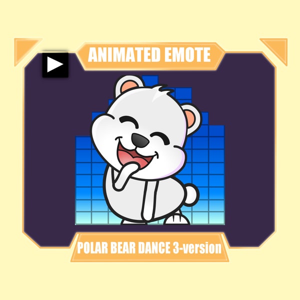 ANIMADO Lindo oso polar Baile Emote / Baile gesto para twitch discord youtube / Lindo oso fiesta jam disco emote / Ecualizador de música Emote