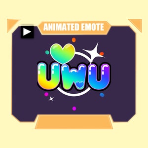 Geanimeerde en statische UWU regenboogtekst-emote voor Twitch Discord YouTube | Kleur veranderende regenboog uwu letter tekst woord emote