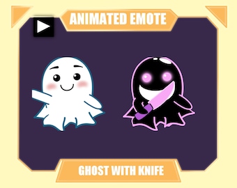 Animated Ghost Emote | Halloween Twitch Emote | Ghost with knife | Spooky Emote | Cute Ghost streamer sub emote for twitch discord youtube