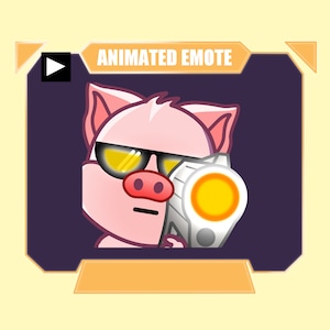 ANIMADO Gesto de pistola de tiro de cerdo para twitch kick discord youtube stream / Cerdo rosa con gesto de pistola animado