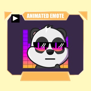 Gesto ANIMADO de baile de panda jam para transmisión de youtube de twitch kick discord / Panda jam con gafas de sol ecualizadoras y gesto secundario de fondo