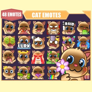 SIAMESE CAT Twitch Emote Bundle | Youtube Emotes | Discord Emotes | Streamer Emotes | Sub Emotes | 48 emote megapack bundle