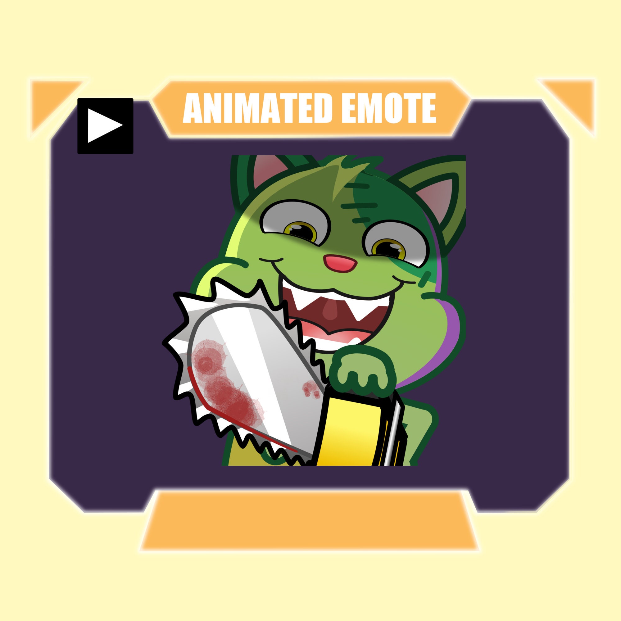 ANIMATED Zombie cat with chainsaw Halloween emote for twitch kick discord youtube | Zombie cat spooky Halloween emote for streaming