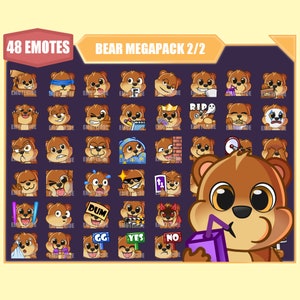 BROWN BEAR Twitch Emote Bundle 2 | Kick Emotes | Youtube-Emotes | Discord Emotes | Luftschlangen Emotes | Unter Emotes | 48 emote megapack Bundle
