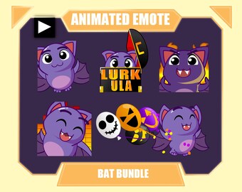 ANIMIERTES EMOTE PAKET Fledermaus | Halloween Emote Bundle Pack für Twitch Discord | Fledermaus hi, lauer, übel lache, tanze, hype | Vampir Dracula Emotes
