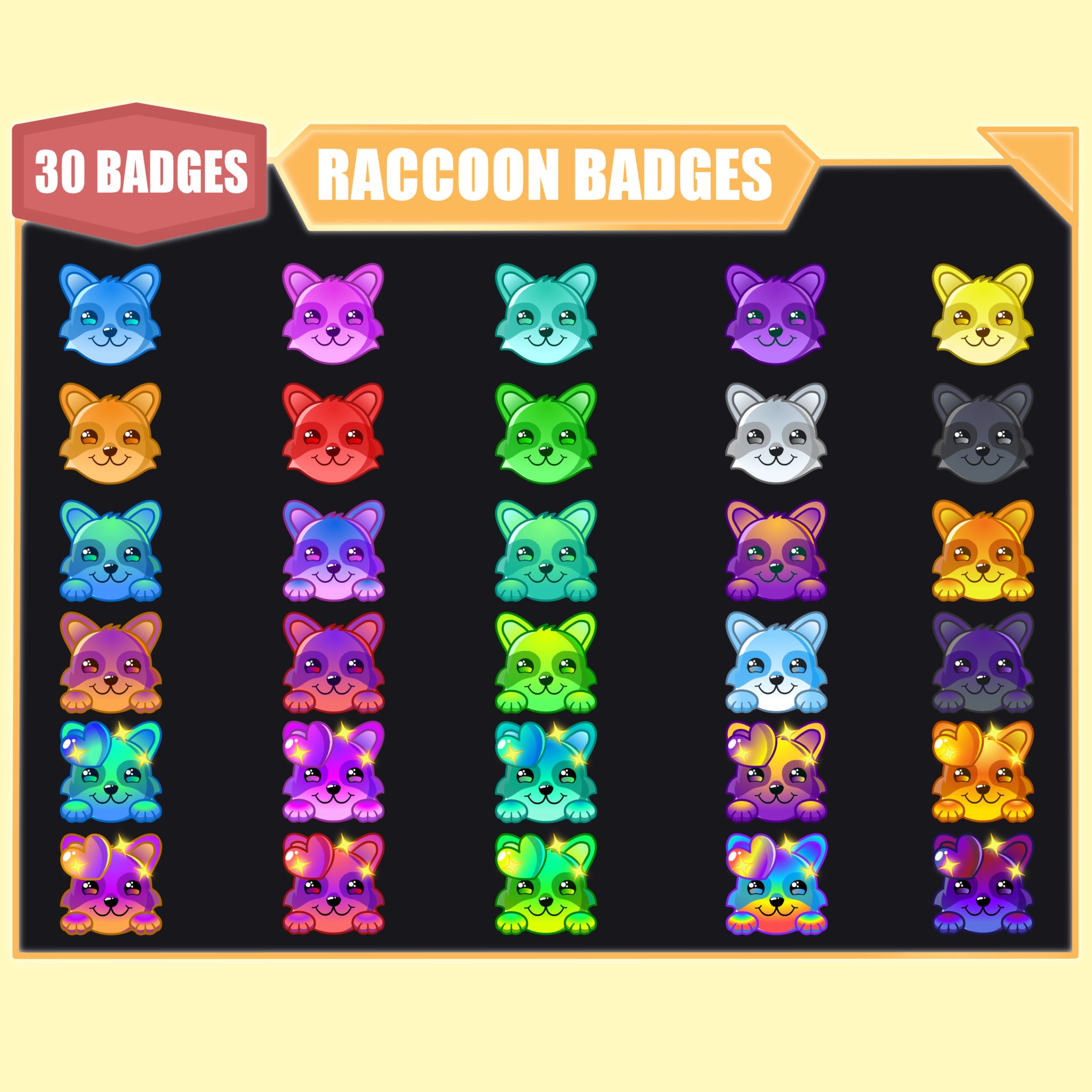 30 Raccoon Bit Badges for Twitch | Colorful Cute Raccoon Sub Badges - Etsy