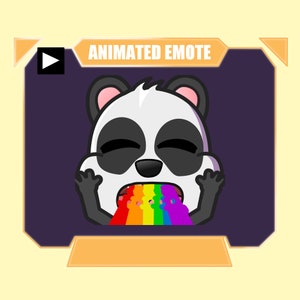 Gesto animado de panda vomitando arco iris para twitch kick discord youtube stream / Lindo panda vomitando gesto secundario de arco iris