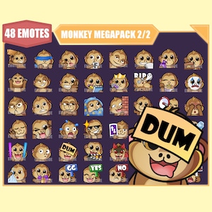 MONKEY Emote Bundle 2 for Kick | Twitch | Youtube Emotes | Discord Emotes | Streamer Emotes | Sub Emotes | 48 emote megapack bundle
