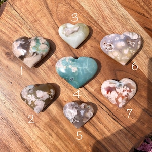 Flower Agate Hearts | Green Flower Agate