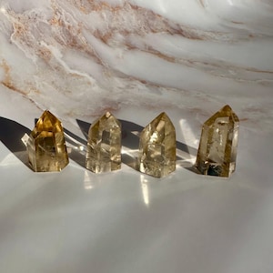 Mini Natural Citrine Points from Brazil | Rainbows