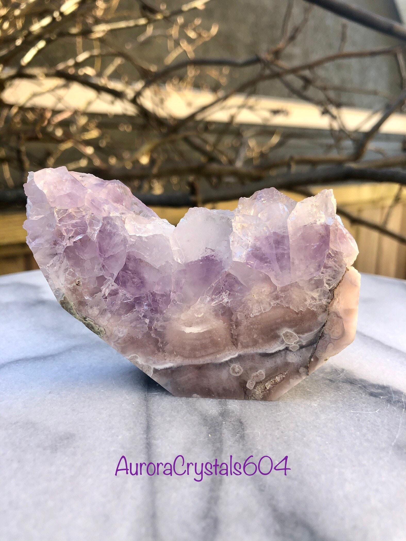 3.5インチ ドゥルージー アメジスト フラワー アゲート フリーフォーム