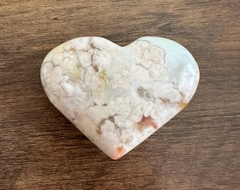 2.16” Green Flower Agate Heart