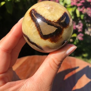2.07&quot; Septarian Nodule Sphere with Yellow Calcite